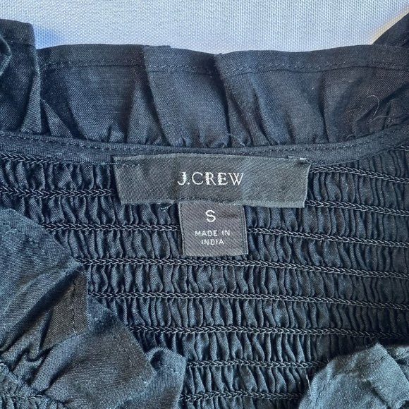 J CREW BLACK SMOCKED V-NECK LONG SLEEVES TIERED MAXI DRESS - 2 - Picture 7 of 11